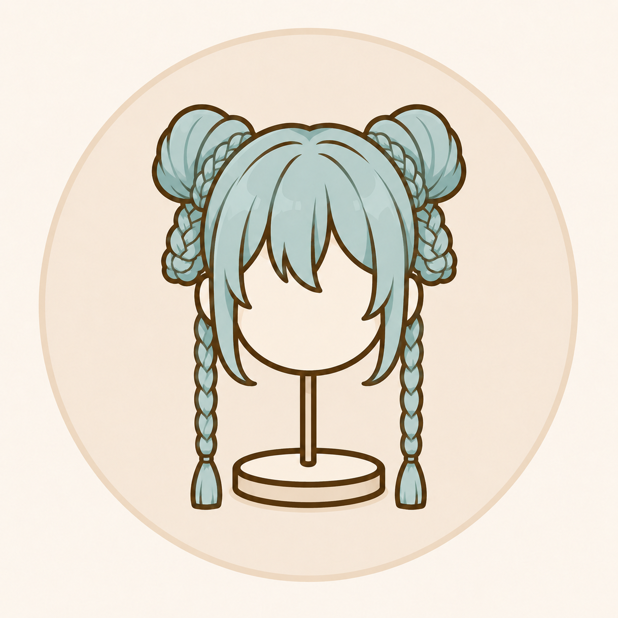 Illustration of a braided wig gathered into a bun